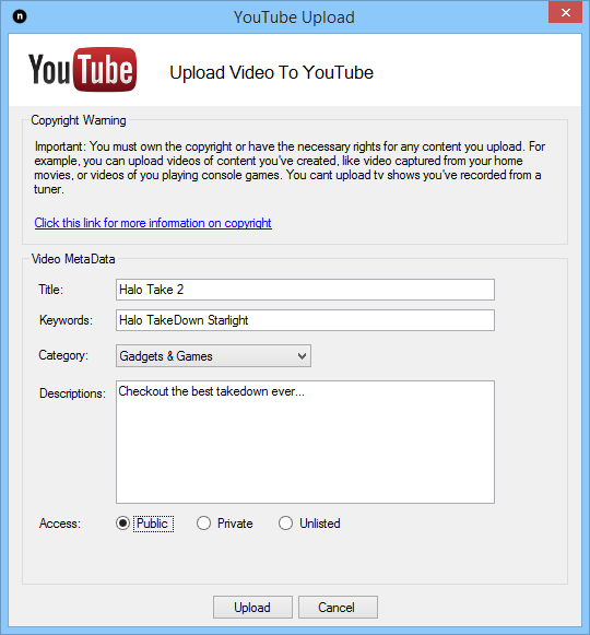 Uploading to YouTube